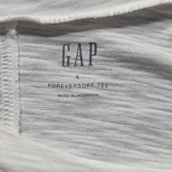 GAP Shirt Womens Large White Foreversoft Tee Draped Pleat Cap Sleeve Asymmetric - Picture 7 of 7